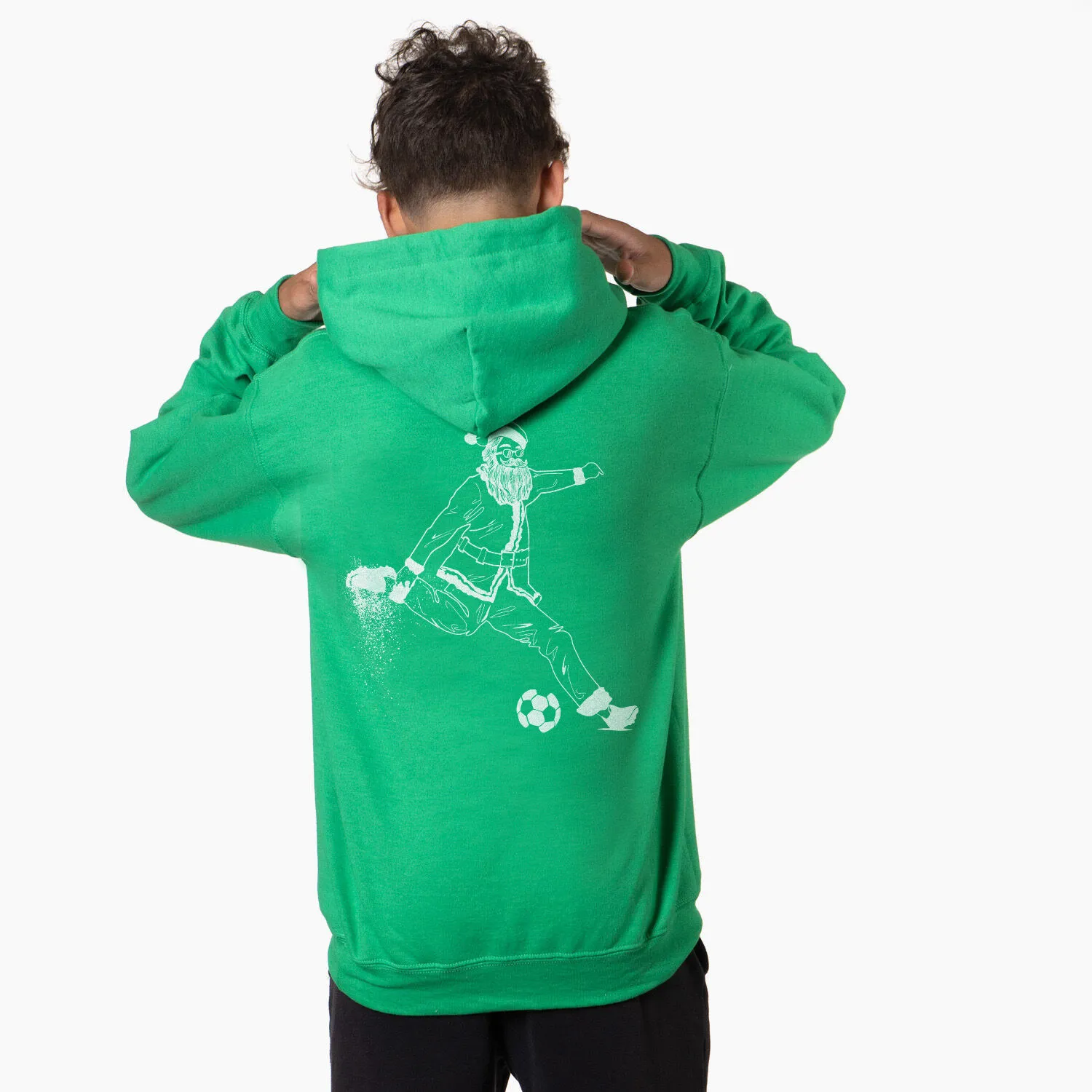 Soccer Hooded Sweatshirt - Santa Player (Back Design) 